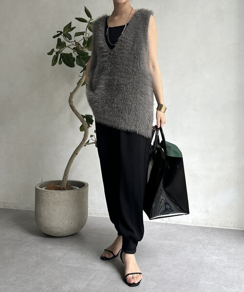 DouDou（ドゥドゥ）の「【WEB限定】シャギーニット2WAYベスト（ニット/セーター・レディース・チャコールグレー/ライトグレー・FREE）」の20枚目の写真
