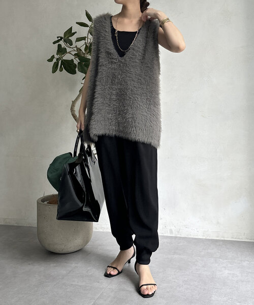 DouDou（ドゥドゥ）の「【WEB限定】シャギーニット2WAYベスト（ニット/セーター・レディース・チャコールグレー/ライトグレー・FREE）」の18枚目の写真