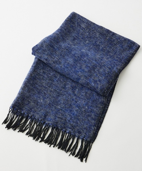 INED CLARO（イネドクラロ）の「ハンドウーヴンコットンアクリルショール（マフラー・レディース・チャコールグレー/ブルー・フリー）」の2枚目の写真