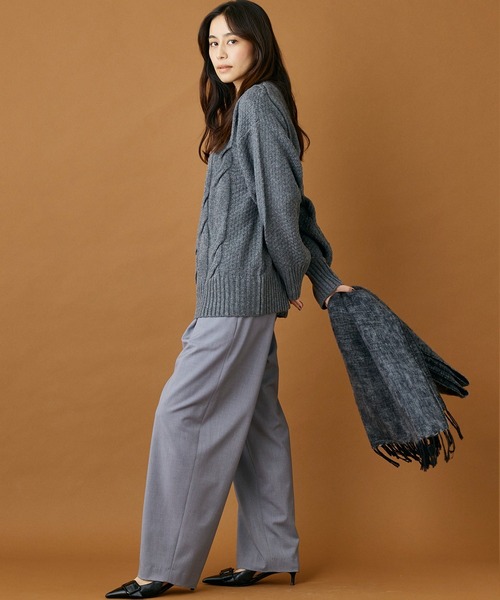 INED CLARO（イネドクラロ）の「ハンドウーヴンコットンアクリルショール（マフラー・レディース・チャコールグレー/ブルー・フリー）」の11枚目の写真