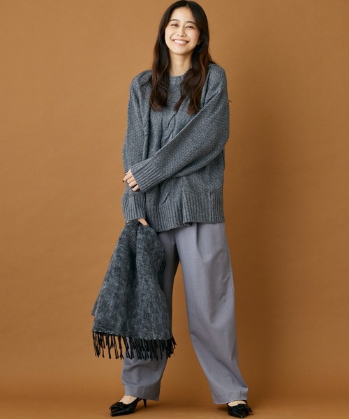 INED CLARO（イネドクラロ）の「ハンドウーヴンコットンアクリルショール（マフラー・レディース・チャコールグレー/ブルー・フリー）」の12枚目の写真