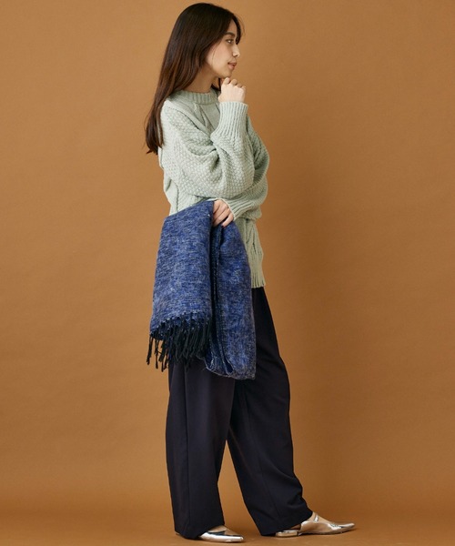 INED CLARO（イネドクラロ）の「ハンドウーヴンコットンアクリルショール（マフラー・レディース・チャコールグレー/ブルー・フリー）」の13枚目の写真
