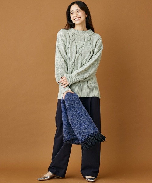 INED CLARO（イネドクラロ）の「ハンドウーヴンコットンアクリルショール（マフラー・レディース・チャコールグレー/ブルー・フリー）」の14枚目の写真