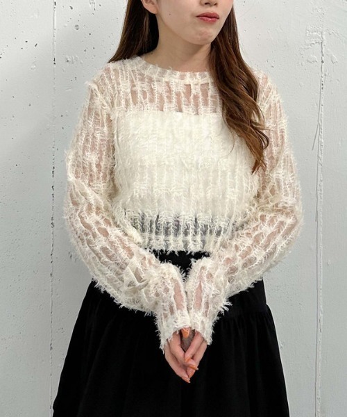 archives(アルシーヴ)の「チュールフェザーTOPS(Tシャツ/カットソー・レディース・アイボリー/ブラック/ブラウン・MEDIUM)」の12枚目の写真