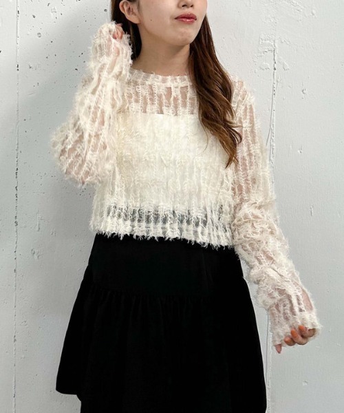 archives(アルシーヴ)の「チュールフェザーTOPS(Tシャツ/カットソー・レディース・アイボリー/ブラック/ブラウン・MEDIUM)」の13枚目の写真