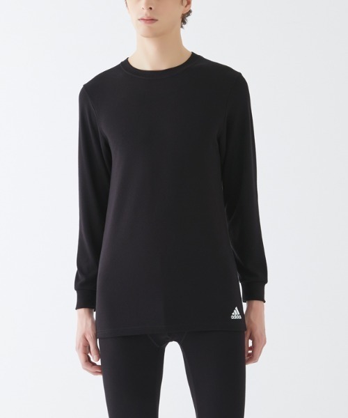 adidas(アディダス)の「adidas/アディダス クルーネックロングスリーブ ワンポイントロゴ 吸湿発熱(インナーウェア/肌着・メンズ・ブラック/ブラウン系その他・LARGE/MEDIUM)」の1枚目の写真