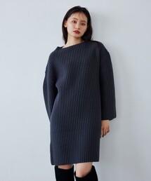 ＜EMMEL REFINES＞EM カタアゼ ボクシー ミニ ニット ワンピース