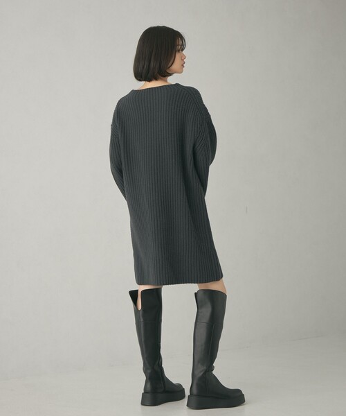 EMMEL REFINES（エメルリファインズ）の「＜EMMEL REFINES＞EM カタアゼ ボクシー ミニ ニット ワンピース（ワンピース・レディース・その他1/ダークグレー・FREE）」の7枚目の写真