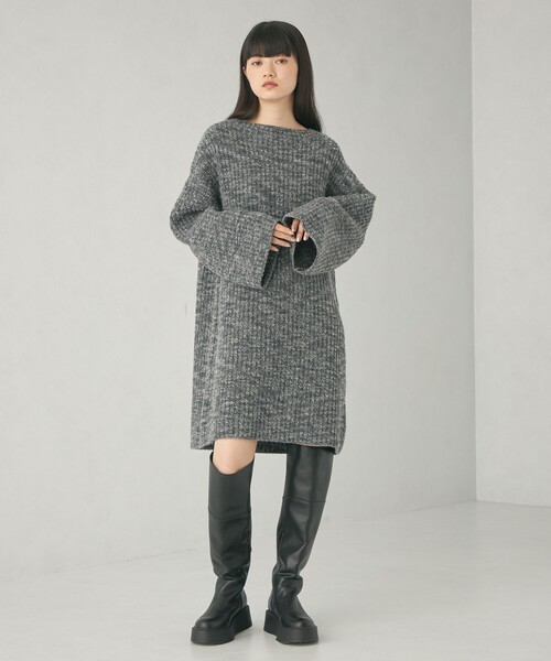 EMMEL REFINES（エメルリファインズ）の「＜EMMEL REFINES＞EM カタアゼ ボクシー ミニ ニット ワンピース（ワンピース・レディース・その他1/ダークグレー・FREE）」の9枚目の写真