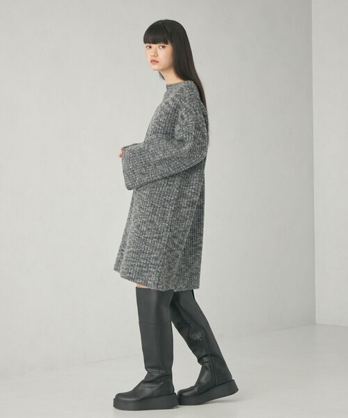 EMMEL REFINES（エメルリファインズ）の「＜EMMEL REFINES＞EM カタアゼ ボクシー ミニ ニット ワンピース（ワンピース・レディース・その他1/ダークグレー・FREE）」の12枚目の写真