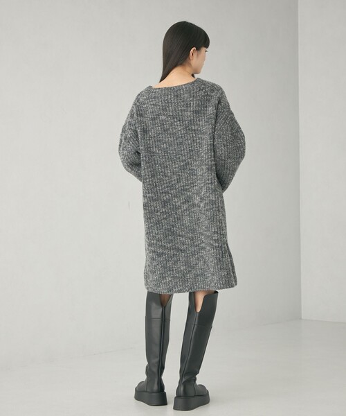 EMMEL REFINES（エメルリファインズ）の「＜EMMEL REFINES＞EM カタアゼ ボクシー ミニ ニット ワンピース（ワンピース・レディース・その他1/ダークグレー・FREE）」の13枚目の写真