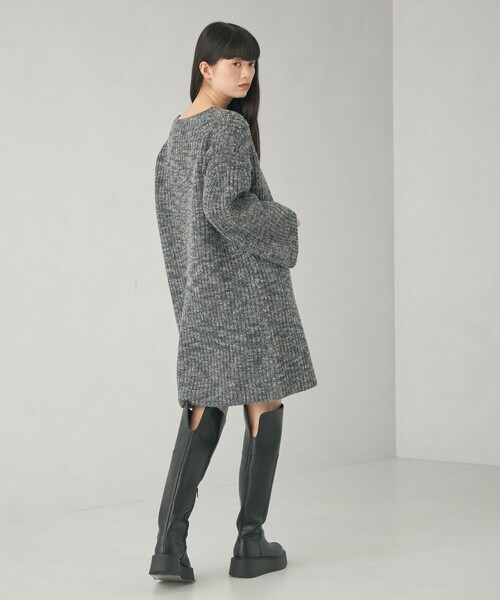 EMMEL REFINES（エメルリファインズ）の「＜EMMEL REFINES＞EM カタアゼ ボクシー ミニ ニット ワンピース（ワンピース・レディース・その他1/ダークグレー・FREE）」の14枚目の写真