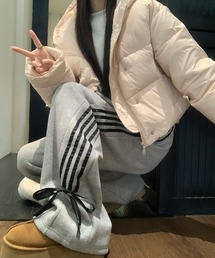 サイドライン リボン スウェット ジャージ ワイドパンツ