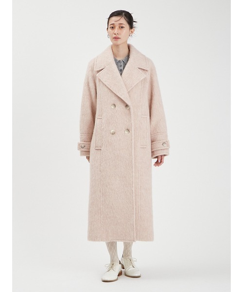 FURFUR（ファーファー）の「ロングウールブレンドコート（チェスターコート・レディース・ピンク/オフホワイト/グレー・FREE）」の7枚目の写真