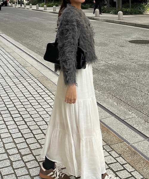 INTER FACTORY（インターファクトリー）の「azusa - シャギーニットカーディガン made in INTER FACTORY（カーディガン/ボレロ・レディース・ピンク/グレー・FREE）」の13枚目の写真