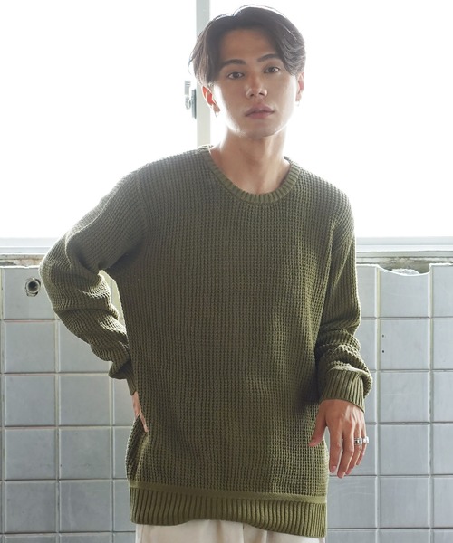 (Never) Acquiesce(ネバーアクイース)の「コットンラーベン編みニット(Tシャツ/カットソー・メンズ・ブラック/カーキ/グレー/ホワイト/ブラウン/ピンク/ベージュ/ネイビー/インディゴブルー・MEDIUM/LARGE)」の6枚目の写真