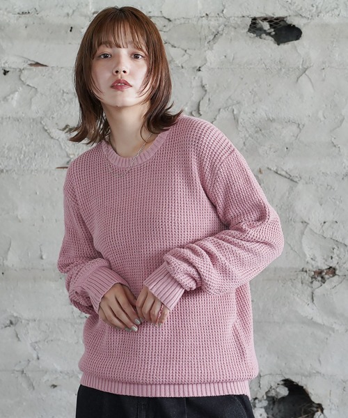 (Never) Acquiesce(ネバーアクイース)の「コットンラーベン編みニット(Tシャツ/カットソー・メンズ・ブラック/カーキ/グレー/ホワイト/ブラウン/ピンク/ベージュ/ネイビー/インディゴブルー・MEDIUM/LARGE)」の9枚目の写真