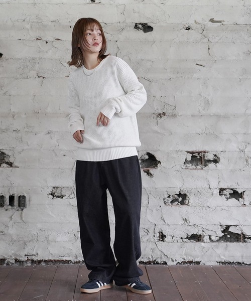 (Never) Acquiesce(ネバーアクイース)の「コットンラーベン編みニット(Tシャツ/カットソー・メンズ・ブラック/カーキ/グレー/ホワイト/ブラウン/ピンク/ベージュ/ネイビー/インディゴブルー・MEDIUM/LARGE)」の13枚目の写真