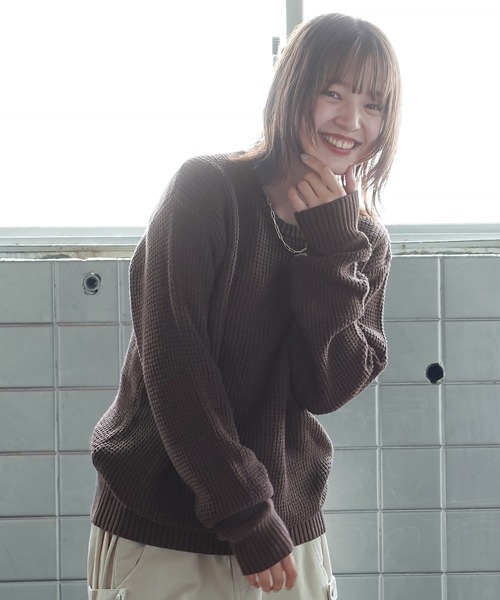 (Never) Acquiesce(ネバーアクイース)の「コットンラーベン編みニット(Tシャツ/カットソー・メンズ・ブラック/カーキ/グレー/ホワイト/ブラウン/ピンク/ベージュ/ネイビー/インディゴブルー・MEDIUM/LARGE)」の18枚目の写真