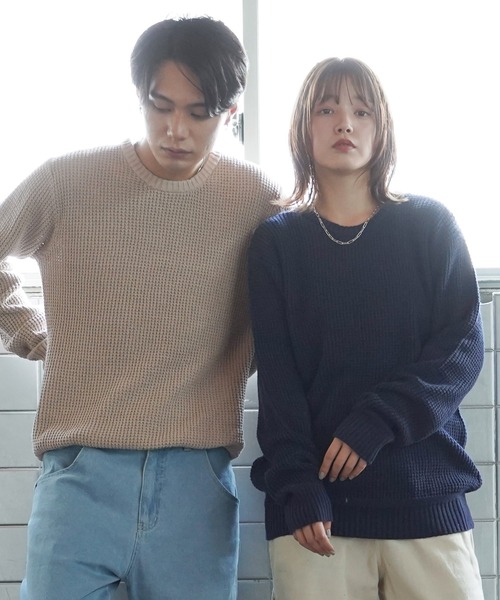 (Never) Acquiesce(ネバーアクイース)の「コットンラーベン編みニット(Tシャツ/カットソー・メンズ・ブラック/カーキ/グレー/ホワイト/ブラウン/ピンク/ベージュ/ネイビー/インディゴブルー・MEDIUM/LARGE)」の10枚目の写真