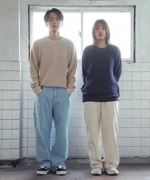 (Never) Acquiesce(ネバーアクイース)の「コットンラーベン編みニット(Tシャツ/カットソー・メンズ・ブラック/カーキ/グレー/ホワイト/ブラウン/ピンク/ベージュ/ネイビー/インディゴブルー・MEDIUM/LARGE)」の11枚目の写真