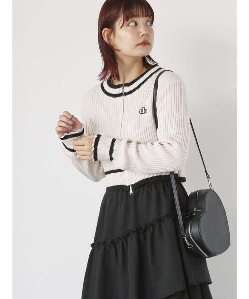 ehka sopo（エヘカソポ）の「ラインジップカーディガン（カーディガン/ボレロ・レディース・レッド/キナリ/ブラック・F）」の2枚目の写真