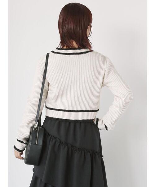 ehka sopo（エヘカソポ）の「ラインジップカーディガン（カーディガン/ボレロ・レディース・レッド/キナリ/ブラック・F）」の22枚目の写真