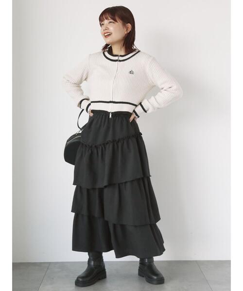 ehka sopo（エヘカソポ）の「ラインジップカーディガン（カーディガン/ボレロ・レディース・レッド/キナリ/ブラック・F）」の12枚目の写真