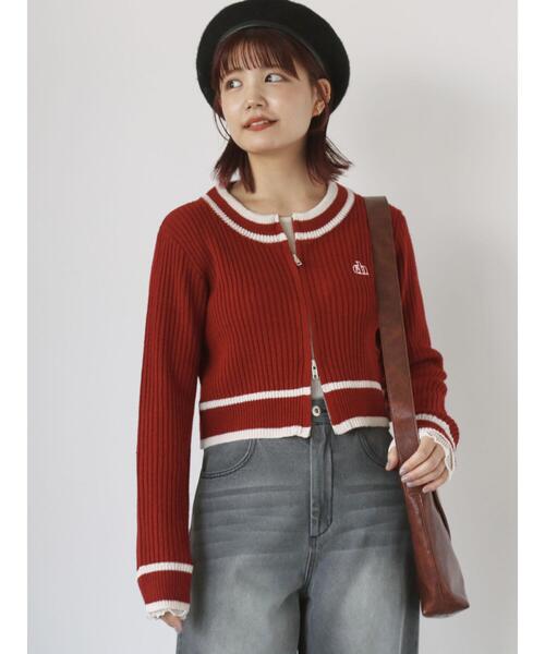 ehka sopo（エヘカソポ）の「ラインジップカーディガン（カーディガン/ボレロ・レディース・レッド/キナリ/ブラック・F）」の15枚目の写真
