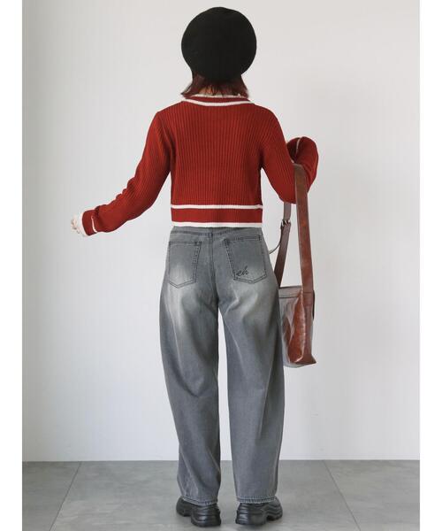 ehka sopo（エヘカソポ）の「ラインジップカーディガン（カーディガン/ボレロ・レディース・レッド/キナリ/ブラック・F）」の9枚目の写真