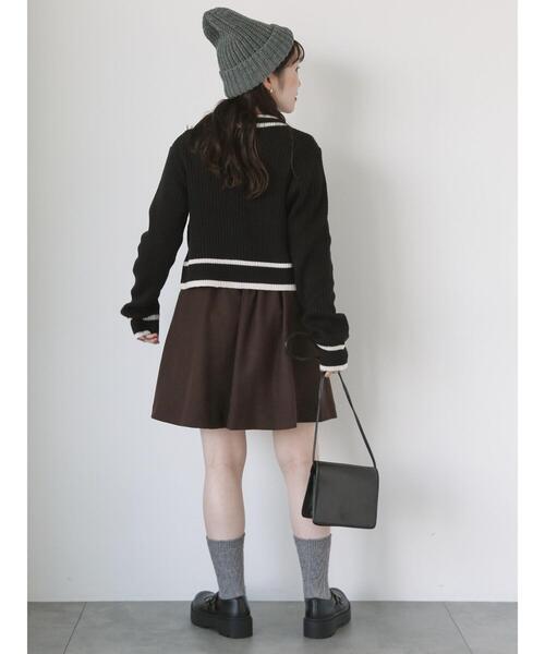 ehka sopo（エヘカソポ）の「ラインジップカーディガン（カーディガン/ボレロ・レディース・レッド/キナリ/ブラック・F）」の4枚目の写真