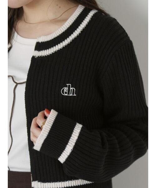 ehka sopo（エヘカソポ）の「ラインジップカーディガン（カーディガン/ボレロ・レディース・レッド/キナリ/ブラック・F）」の5枚目の写真