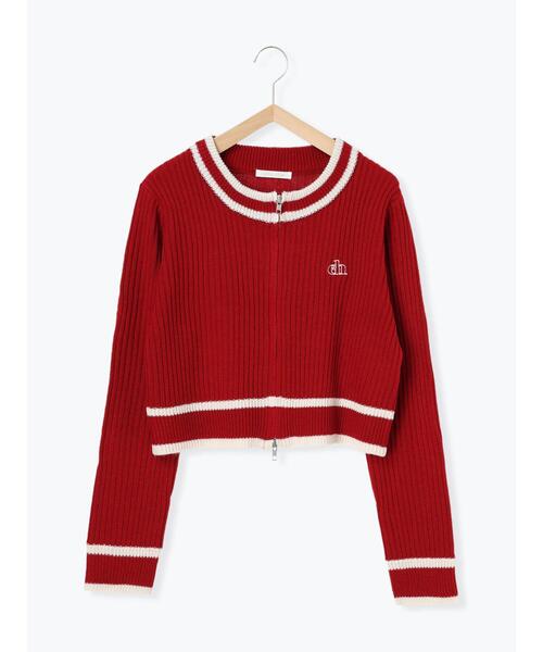 ehka sopo（エヘカソポ）の「ラインジップカーディガン（カーディガン/ボレロ・レディース・レッド/キナリ/ブラック・F）」の18枚目の写真