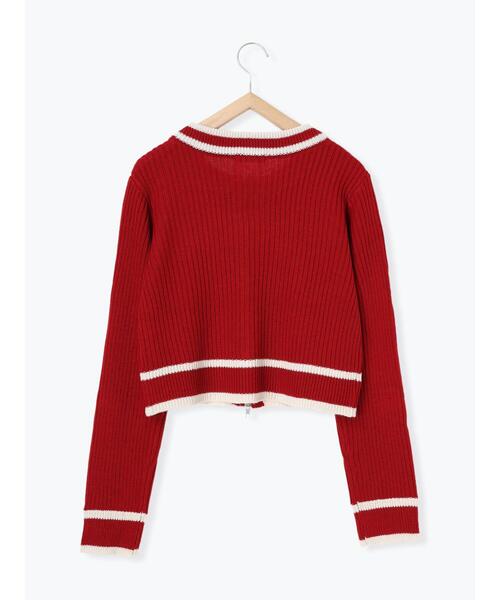 ehka sopo（エヘカソポ）の「ラインジップカーディガン（カーディガン/ボレロ・レディース・レッド/キナリ/ブラック・F）」の19枚目の写真