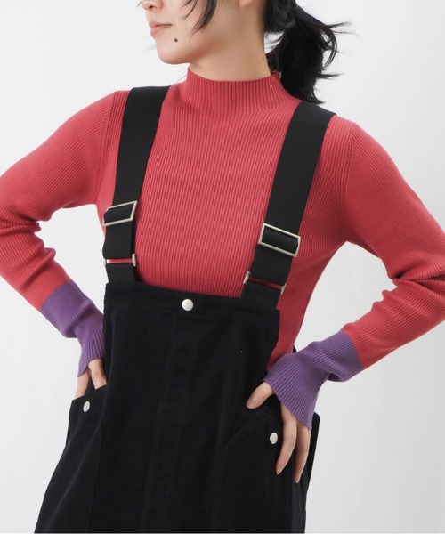 LUCA/LADY LUCK LUCA（ルカ/レディラックルカ）の「LC/LLL リブカラーブロッキングボトルネックニット（ニット/セーター・レディース・ピンク/ブラック/アイボリー・FREE）」の3枚目の写真