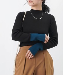 LC/LLL リブカラーブロッキングボトルネックニット