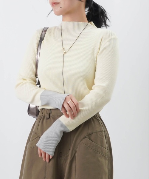 LUCA/LADY LUCK LUCA（ルカ/レディラックルカ）の「LC/LLL リブカラーブロッキングボトルネックニット（ニット/セーター・レディース・ピンク/ブラック/アイボリー・FREE）」の4枚目の写真