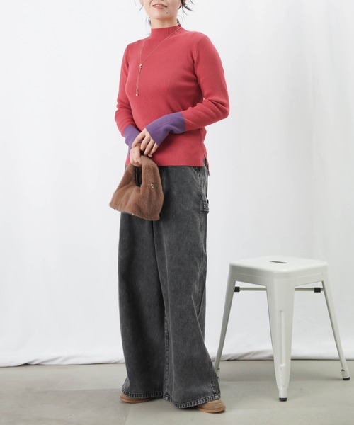 LUCA/LADY LUCK LUCA（ルカ/レディラックルカ）の「LC/LLL リブカラーブロッキングボトルネックニット（ニット/セーター・レディース・ピンク/ブラック/アイボリー・FREE）」の13枚目の写真