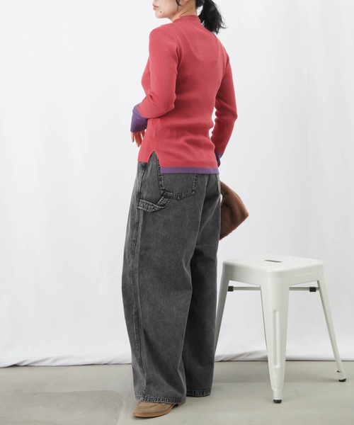 LUCA/LADY LUCK LUCA（ルカ/レディラックルカ）の「LC/LLL リブカラーブロッキングボトルネックニット（ニット/セーター・レディース・ピンク/ブラック/アイボリー・FREE）」の14枚目の写真