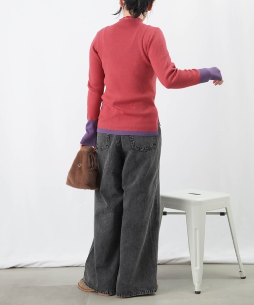 LUCA/LADY LUCK LUCA（ルカ/レディラックルカ）の「LC/LLL リブカラーブロッキングボトルネックニット（ニット/セーター・レディース・ピンク/ブラック/アイボリー・FREE）」の15枚目の写真