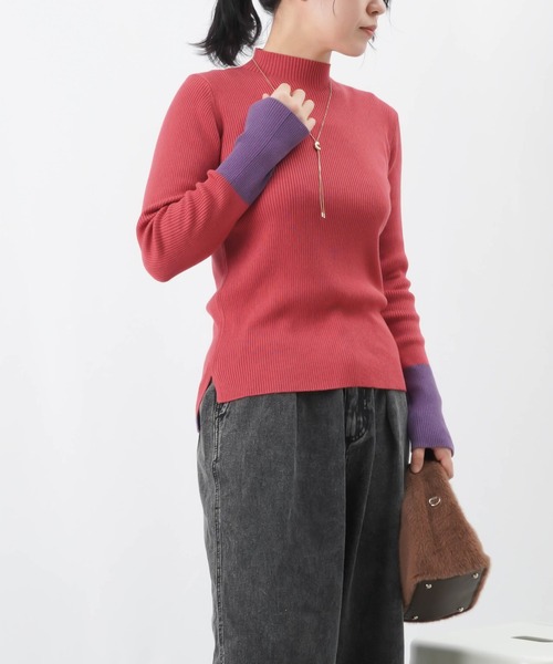 LUCA/LADY LUCK LUCA（ルカ/レディラックルカ）の「LC/LLL リブカラーブロッキングボトルネックニット（ニット/セーター・レディース・ピンク/ブラック/アイボリー・FREE）」の12枚目の写真