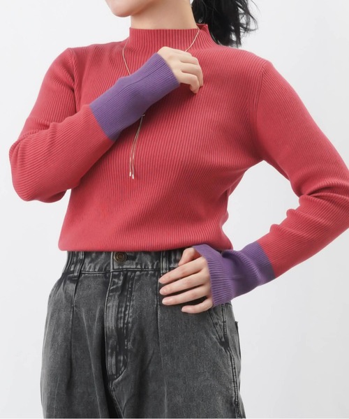 LUCA/LADY LUCK LUCA（ルカ/レディラックルカ）の「LC/LLL リブカラーブロッキングボトルネックニット（ニット/セーター・レディース・ピンク/ブラック/アイボリー・FREE）」の16枚目の写真
