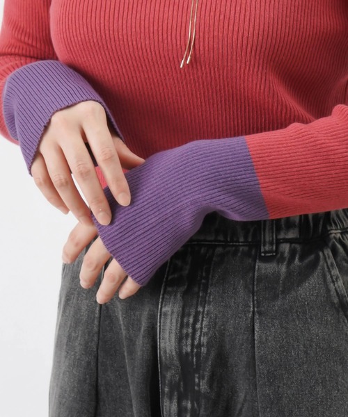 LUCA/LADY LUCK LUCA（ルカ/レディラックルカ）の「LC/LLL リブカラーブロッキングボトルネックニット（ニット/セーター・レディース・ピンク/ブラック/アイボリー・FREE）」の17枚目の写真