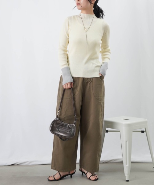 LUCA/LADY LUCK LUCA（ルカ/レディラックルカ）の「LC/LLL リブカラーブロッキングボトルネックニット（ニット/セーター・レディース・ピンク/ブラック/アイボリー・FREE）」の5枚目の写真