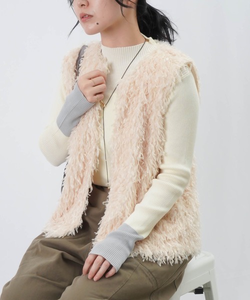 LUCA/LADY LUCK LUCA（ルカ/レディラックルカ）の「LC/LLL リブカラーブロッキングボトルネックニット（ニット/セーター・レディース・ピンク/ブラック/アイボリー・FREE）」の10枚目の写真