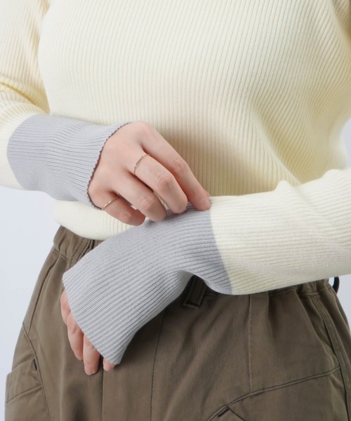 LUCA/LADY LUCK LUCA（ルカ/レディラックルカ）の「LC/LLL リブカラーブロッキングボトルネックニット（ニット/セーター・レディース・ピンク/ブラック/アイボリー・FREE）」の11枚目の写真