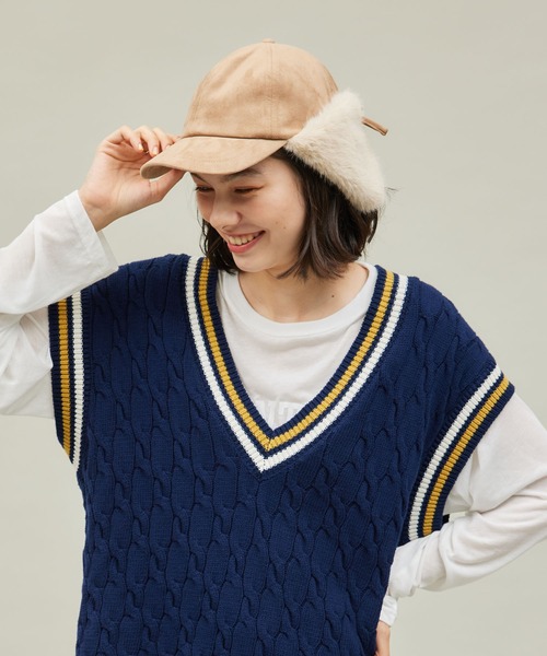 ROPE' PICNIC（ロペピクニック）の「2WAY/フェイクスエードフライトキャップ（キャップ・レディース・ブラック/ベージュ・FREE）」の22枚目の写真