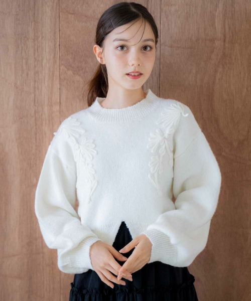 NOELA(ノエラ)の「コード刺繍ニット(ニット/セーター・レディース・ボルドー/ブラック/オフホワイト・フリー)」の1枚目の写真