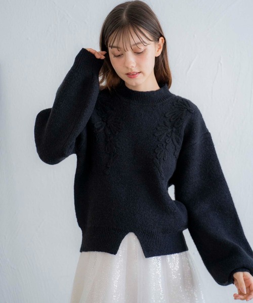 NOELA(ノエラ)の「コード刺繍ニット(ニット/セーター・レディース・ボルドー/ブラック/オフホワイト・フリー)」の8枚目の写真