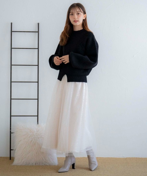 NOELA(ノエラ)の「コード刺繍ニット(ニット/セーター・レディース・ボルドー/ブラック/オフホワイト・フリー)」の10枚目の写真